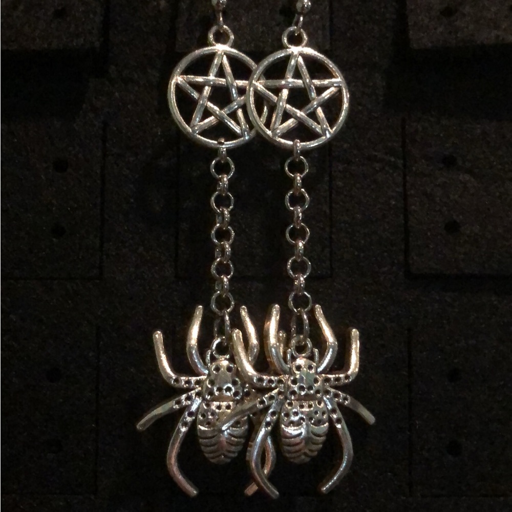 satanic spider earrings